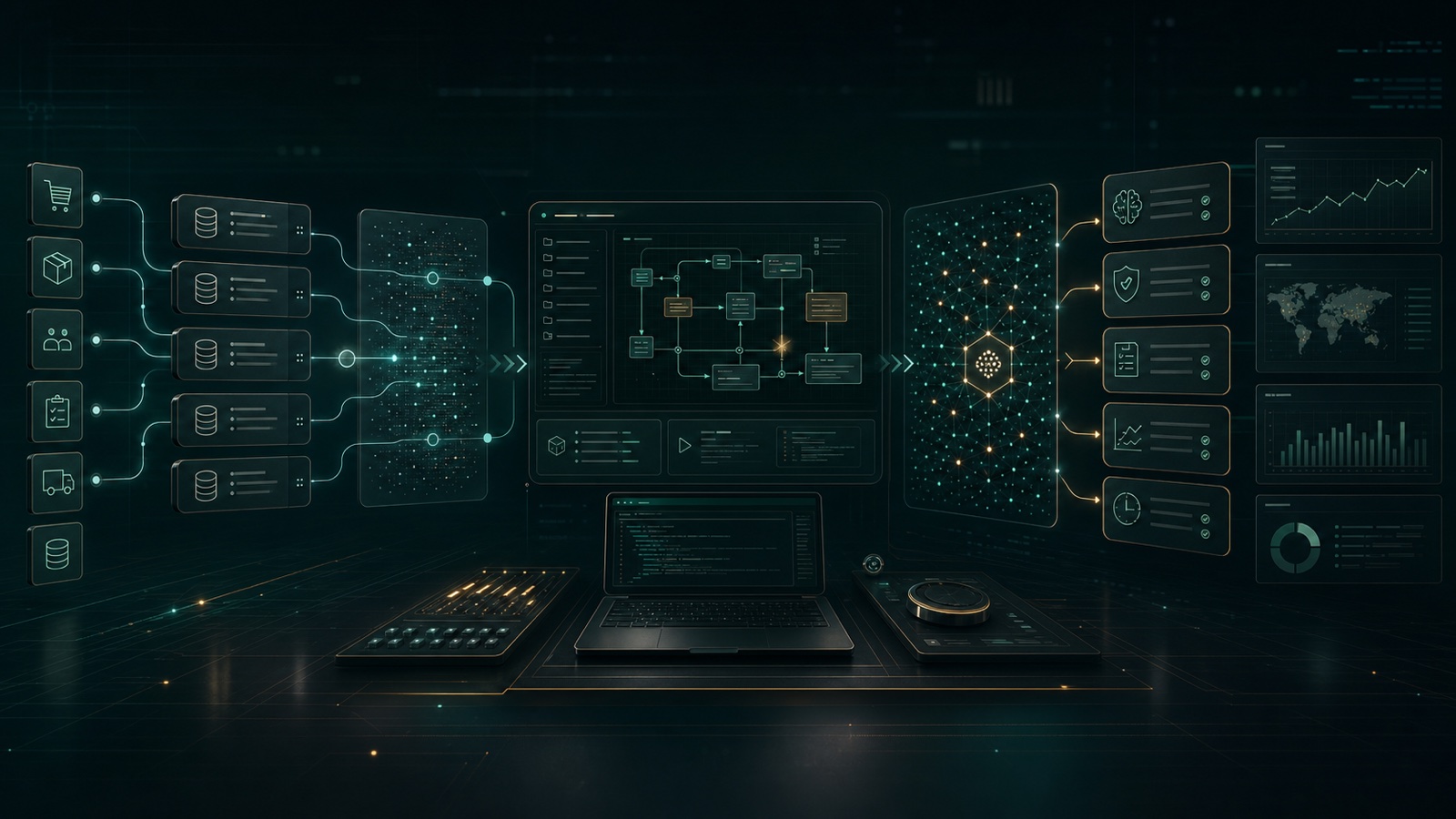 Forward-deployed AI delivery field architecture visual with retail data ownership, systems, workflow controls, and operating evidence