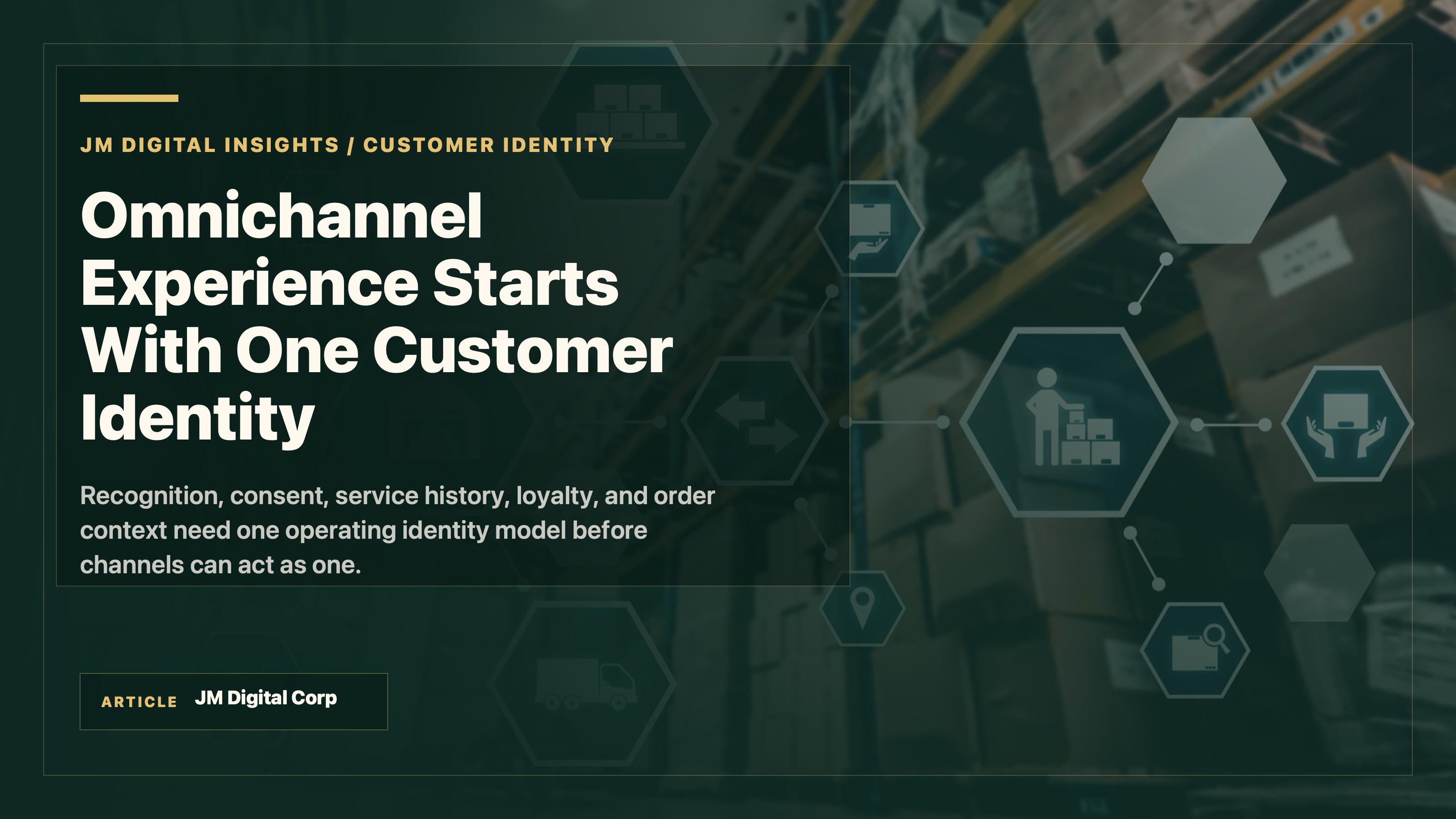 Omnichannel Experience Starts With One Customer Identity article header with retail systems, customer data, ecommerce, store, loyalty, and service signals